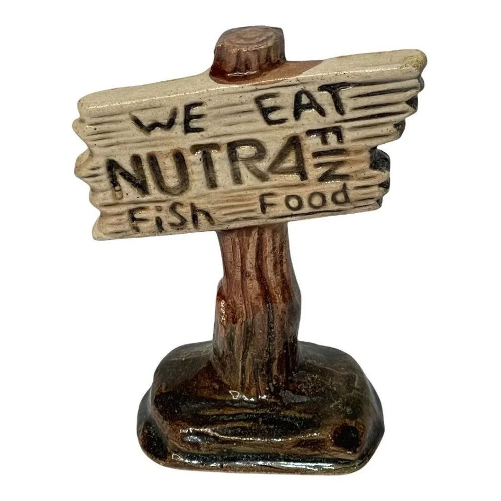Vintage Nutrafin Fish Tank Aquarium Ceramic Decor Sign